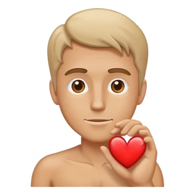 white man showing heart sticker