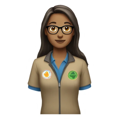 Brunette Camp counsellor straight hair with glasses sticker