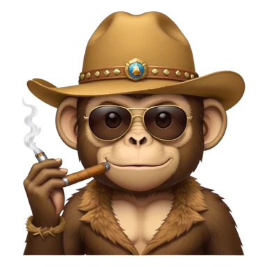 Monkey Wearing a cowboy hat, smoking a cigar, sunglasses sticker