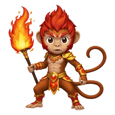 fire elemental monkey warior fire particles sticker