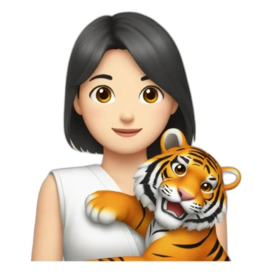Tiger in arm of Japanese  girl  sticker