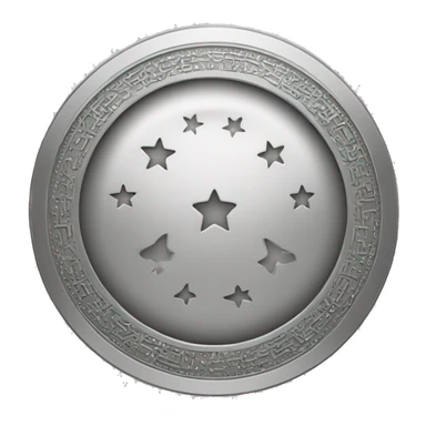 an emoticon of a silver coin with Arabic symbols in the middle and its border consists of stars sticker