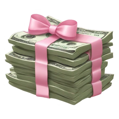 stack of money with baby pink bow sticker