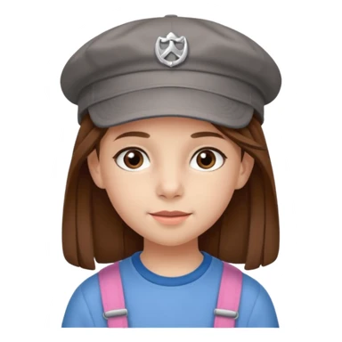 Une fille qui s’appelle Angèle aux cheveux marrons de neuf ans, qui adore les Capi, barra et aux yeux gris sticker