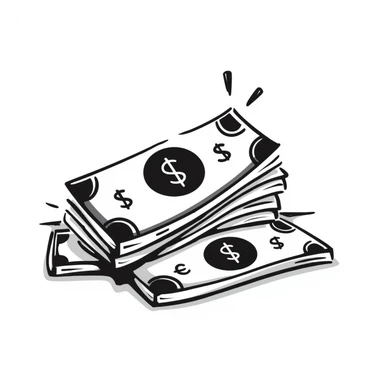 cash, hand drawn doodle style sticker