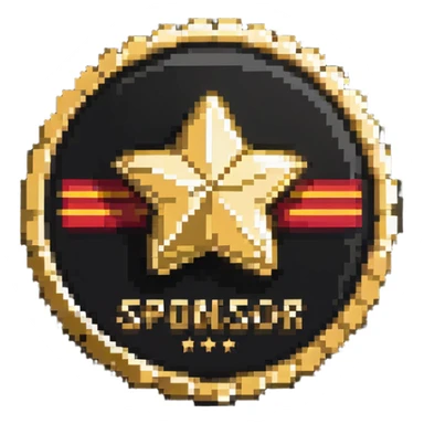 A shiny gold badge with a star and 'SPONSOR' text sticker