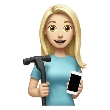 Goofy white girl blonde hair on crutches with an iPhone sticker