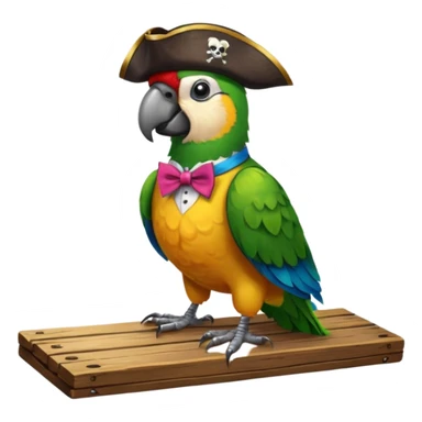 Pirate parrot wearing bow tie sticker