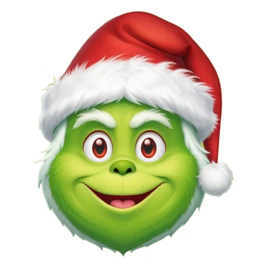 Create an emoji of the grinch from the grinch who stole christmas ith a Santa hat sticker