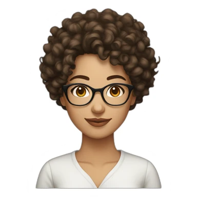 Curly haired middle eastern brunette mid 20s woman with glasses sticker