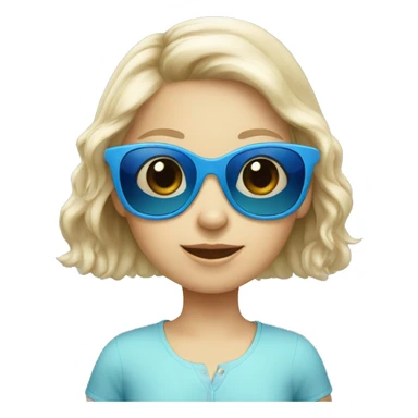 Little white girl with blue sunglasses sticker