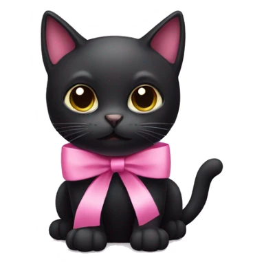 Black cat with a pink ribbon sticker