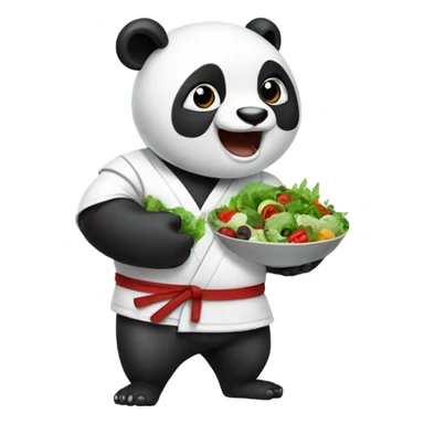 Karate Panda eating salad sticker