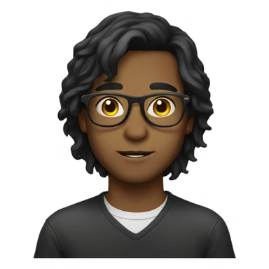 Boy with glasses dark long hair  sticker