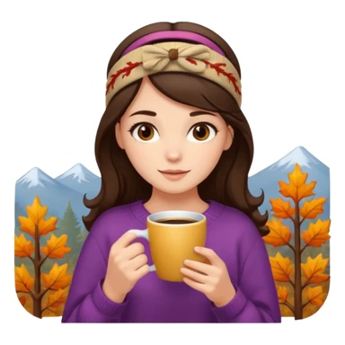 A brunette girl in a comfy Autumn sweater, a headband and a coffee in her hands sticker