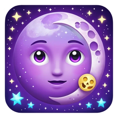 glitter purple and cian moon sticker