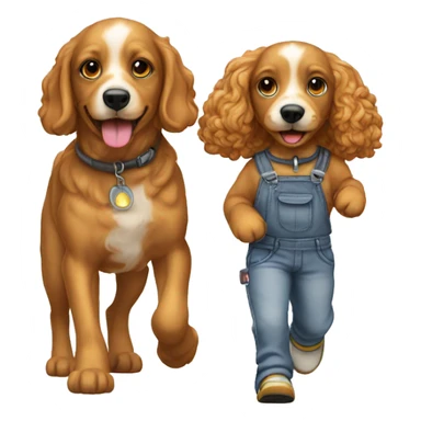 Brother and sister cavapoos walking sticker