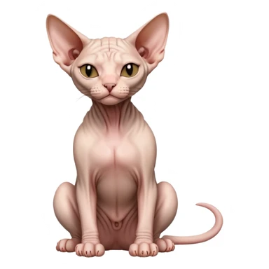 hairless sphynx cat full body sitting with eyes closed sticker