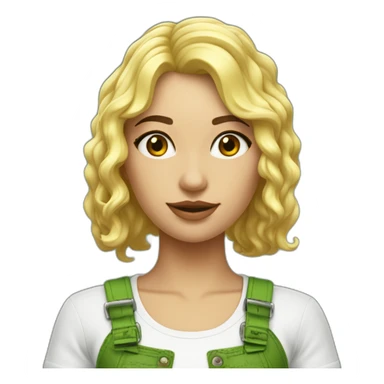 Chica rubia rizado+flequillo con ropa verde + pc sticker