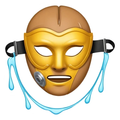 Figure ripping a mask in half, energy leaking from the tear sticker