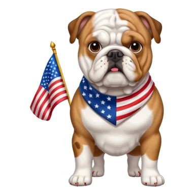 Bulldog wearing a USA flag  sticker