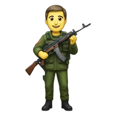 Zelensky with ak-27 sticker