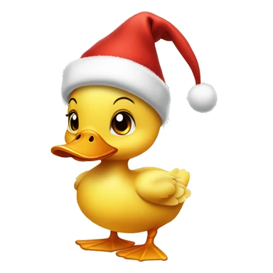 Cute duckling with christmas hat sticker