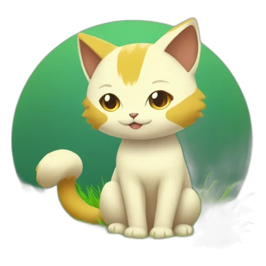 Sitting-bicolor-grass-type-pokemon-cat sticker