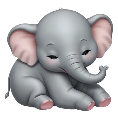 Meme-Worthy Cute Sleeping Baby Elephant Portrait Emoji, Head resting peacefully with a contented smile, showcasing a delightfully tiny build and a luxuriously soft gray hide, eyes shut in a serene, restful nap, Simplified yet hilariously adorable features, highly detailed, glowing with a soft, drowsy light, high shine, relaxed and utterly lovable, stylized with an air of playful laziness, bright and heartwarming, soft glowing outline, capturing the essence of a comically sleepy baby elephant, so meme-worthy it feels like it could instantly become the next viral sensation of adorable slumber! sticker