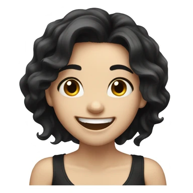 A cute white girl with beautiful long Black hair laughing sticker