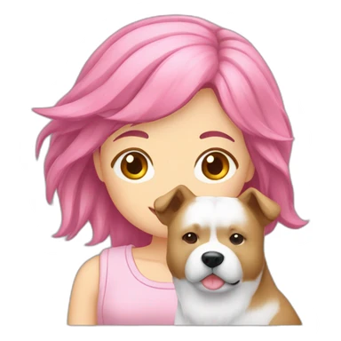 pink-haired-girl-with-akita sticker