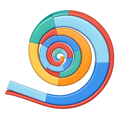 A single, smooth spiral ribbon curling gracefully upward, with small colored blocks along one edge to represent bases. Clean white background, scientific style. The spiral represents single-stranded mRNA (not DNA). Show only one ribbon, no ladder, no pairs, no second strand, no double helix. sticker