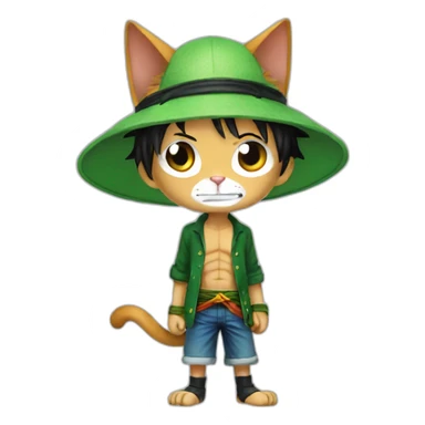 cat-luffy-zoro sticker