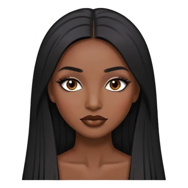 crea una mujer de test morena con el cabello negro lacio y largo maquillada  sticker