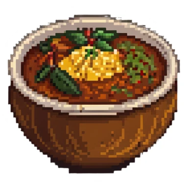 pixel art bowl of chutney with spices sticker