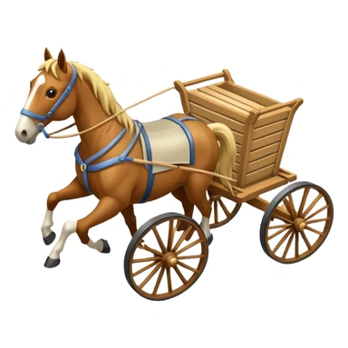 horses pulling a cart, isometric view sticker