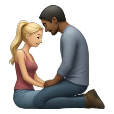 Woman on knees facing man sticker