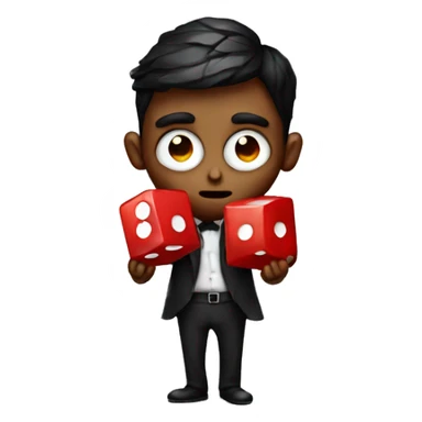 Kafka holds a red dice in his hands sticker