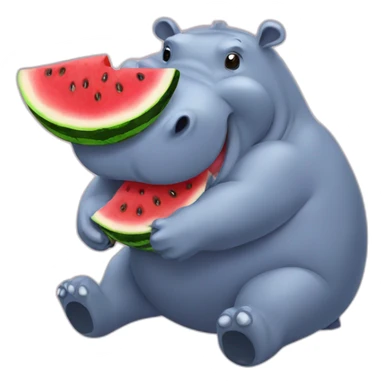 Hippopotamus eating watermelon sticker