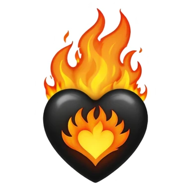 black heart on fire sticker
