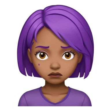 black girl with purple hair and a disgusted face  sticker