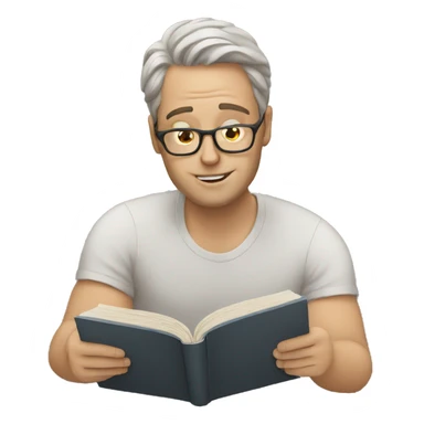 white man reading a book sticker
