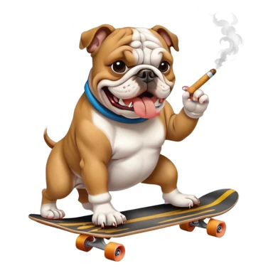Bulldog riding a skateboard with a cigarette in mouth  sticker