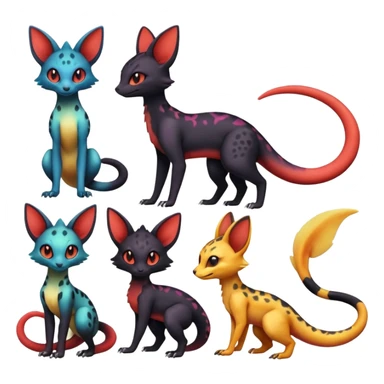 magma-gradients-colored Salandit-Umbreon-Genet-Noivern-Noibat-Serval-Hybrid (Full body) sticker