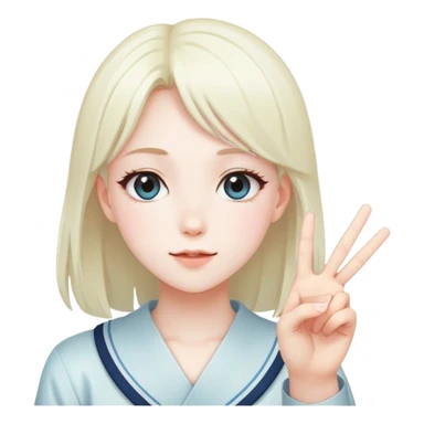 Cute anime girl giving peace sign sticker