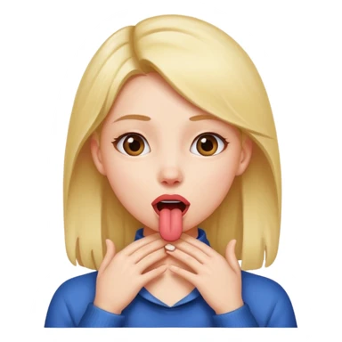 girl with her hands around her neck sticking tongue out  sticker