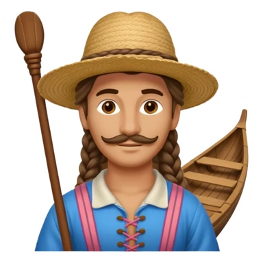 venice gondolier with long braided hair, iconic hat  sticker