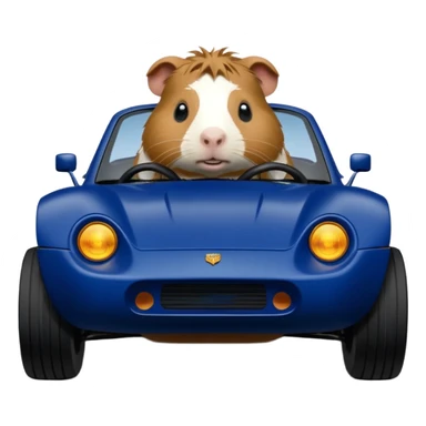 After-race-dirt-covered Midnight blue Local Motors Rally Fighter off road race car being driven by a five foot tall Guinea pig  sticker