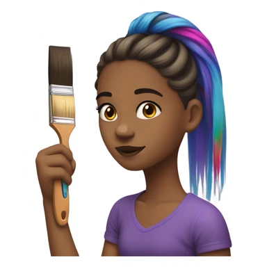 A girl brushing her hair with paint  sticker