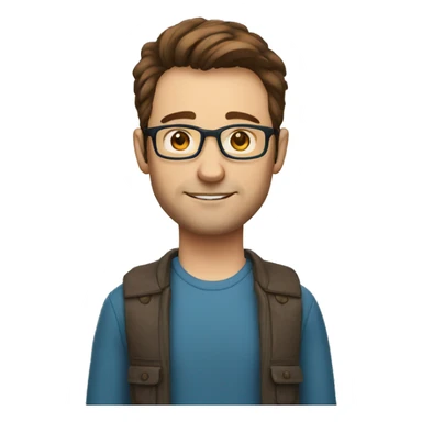 a 35 years old developer with glasses blue eyes and brown hair sticker